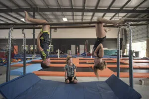 Kids handing upside down