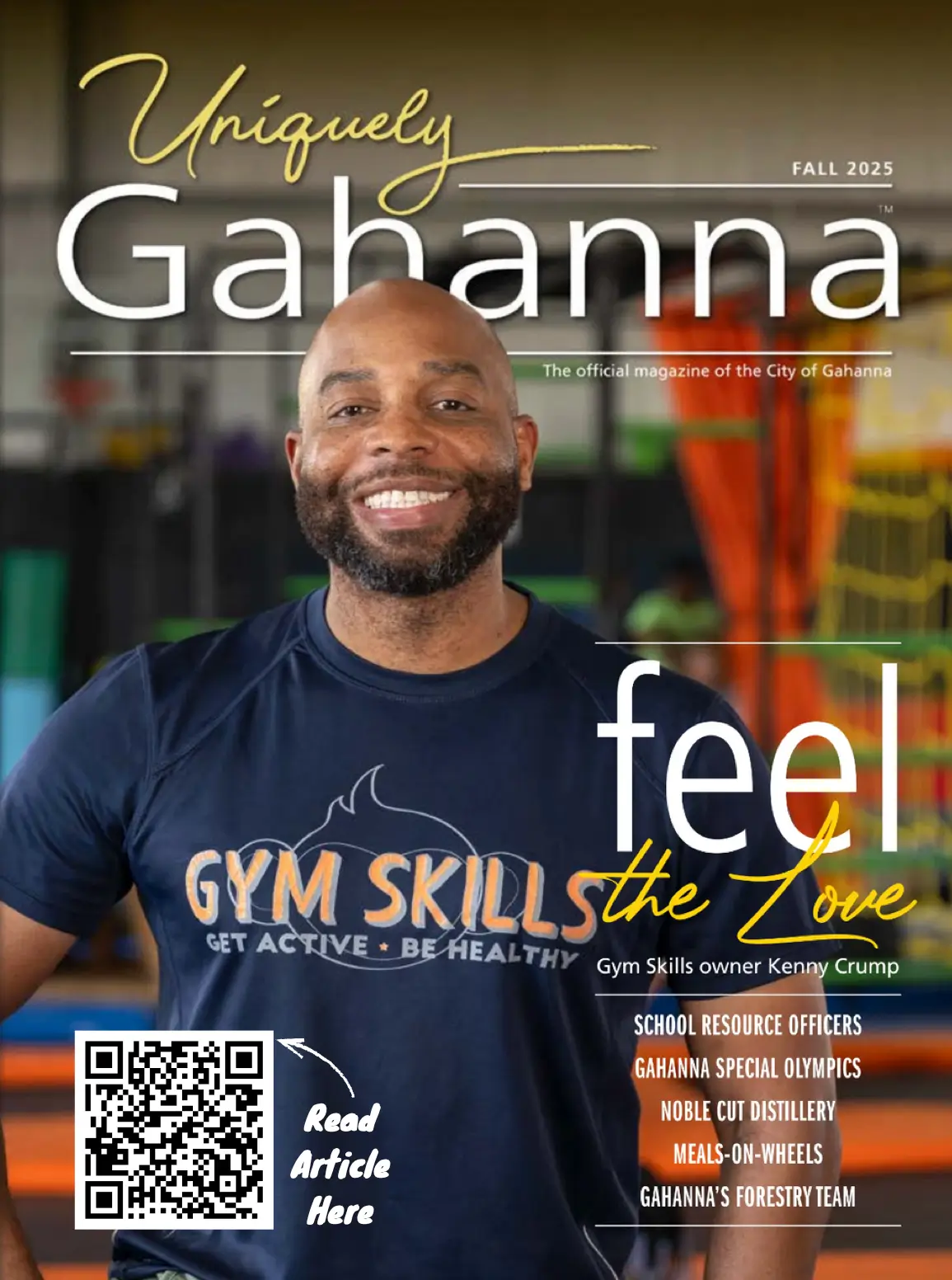 kenny crump from gym skills on the cover of gahanna magazine